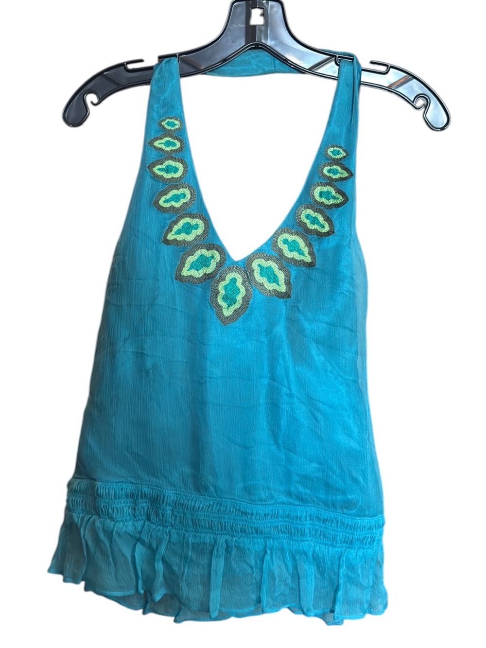 Laundry By Shelli Segal Turquoise Embroidered V-Neck Camisole